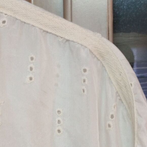 Johnny Was Eyelet Silk Long Sleeve Blouse - Picture 6 of 8